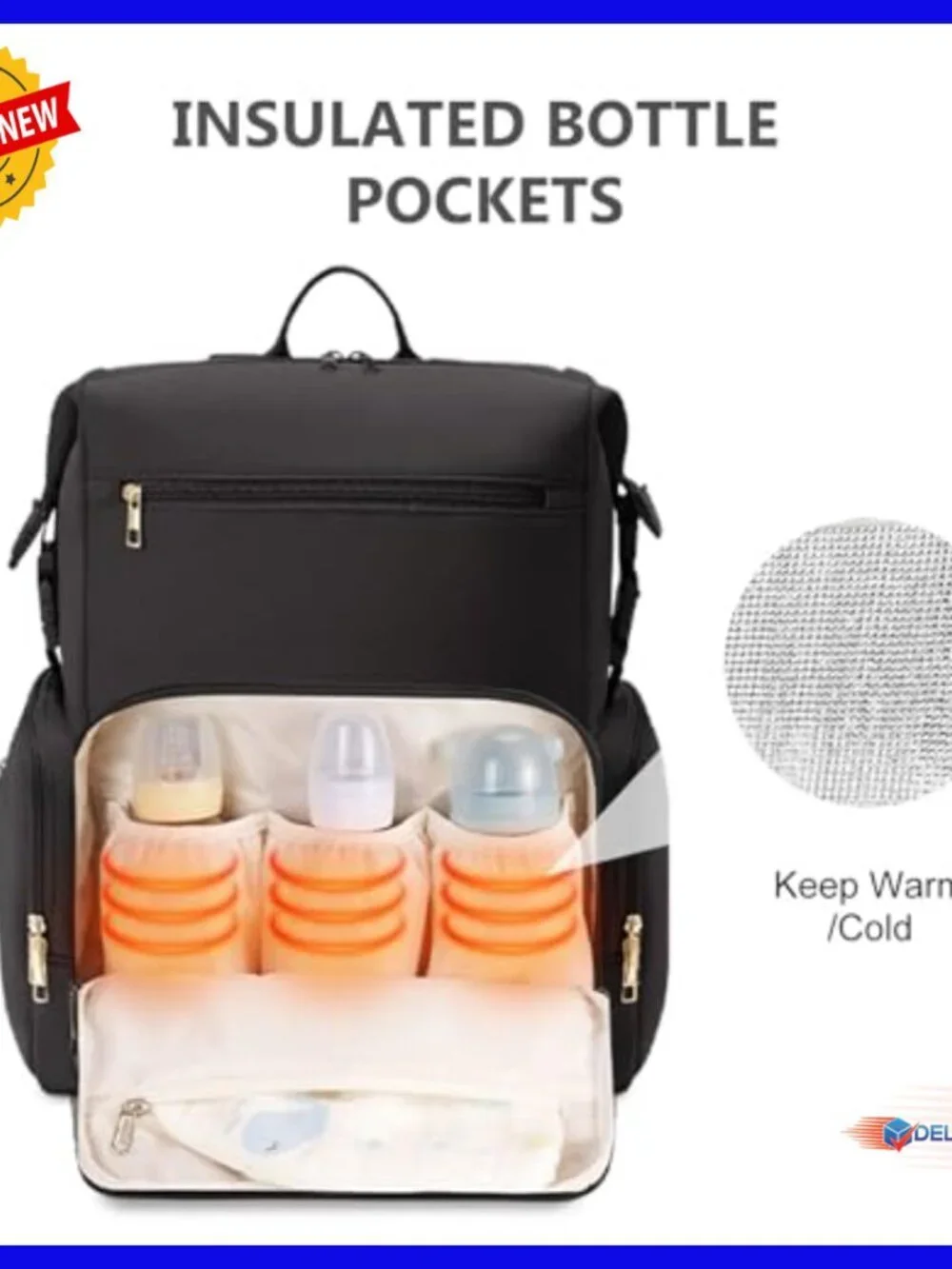 Large Waterproof Neoprene Diaper Backpack with Insulated Pockets Changing Pad
